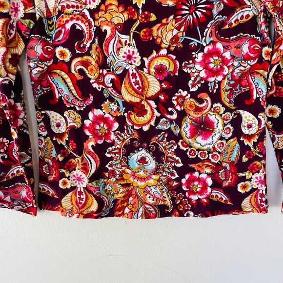 Talbots size M pullover floral burgundy pullover long T-Shirt - Picture 4 of 6